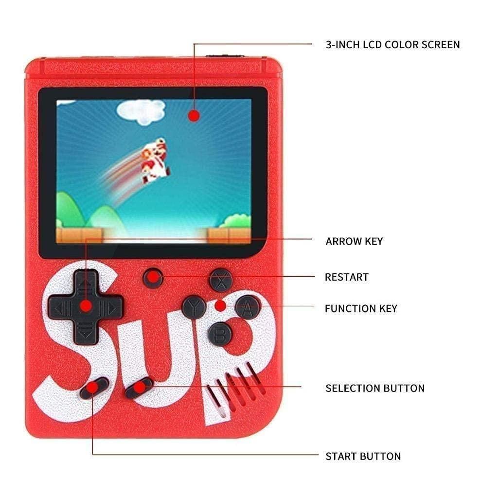 400 games in 1 portable handheld console with LED screen, USB rechargeable, for kids (Multi Color, 1 piece).